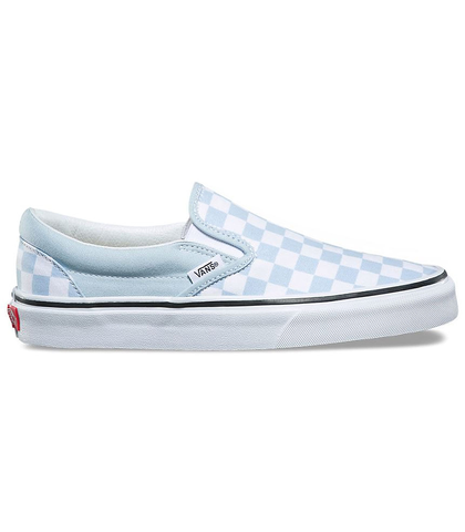 vans checkerboard slip on baby blue