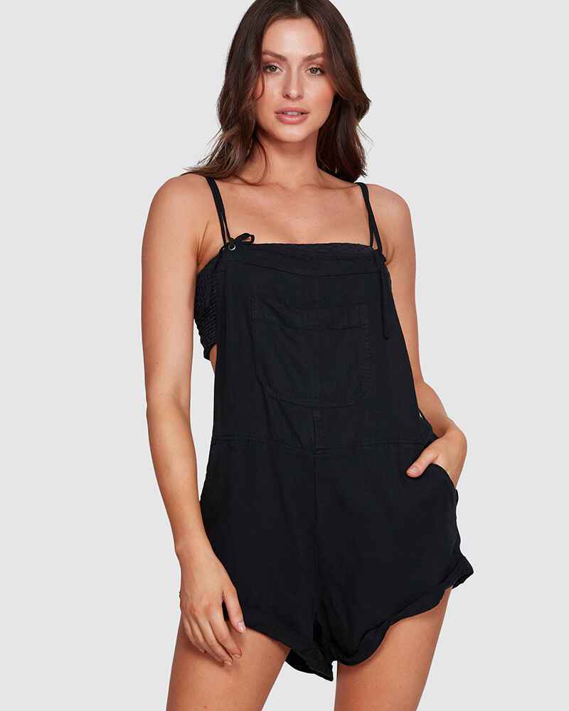 BILLABONG LADIES WILD PURSUIT OVERALLS BLACK WomensDresses