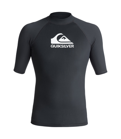 QUIKSILVER MENS S/S HEATER RASHSHIRT - DARK GREY 