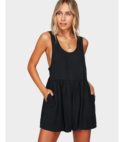 BILLABONG LADIES CABO COTTON PLAYSUIT - OFF BLACK